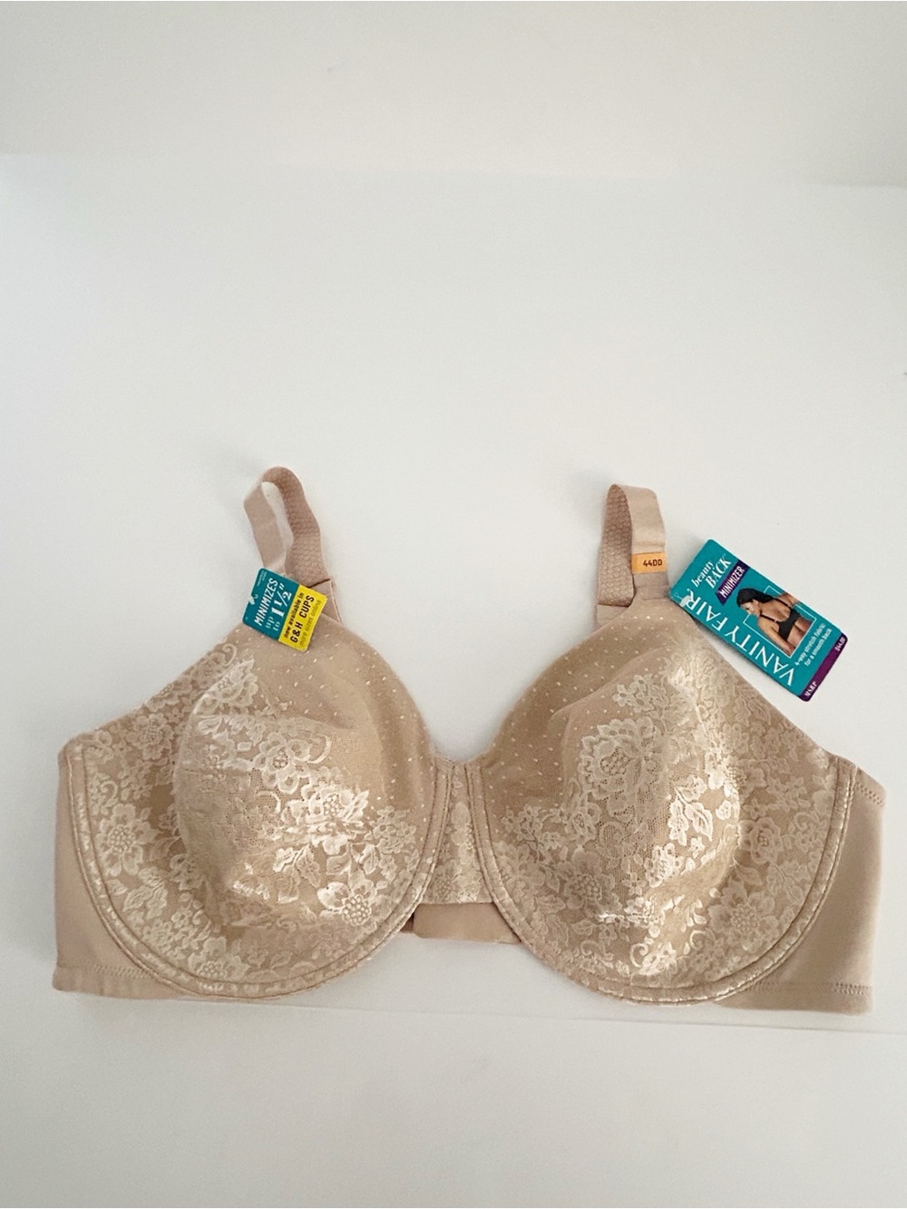 Vanity Fair Beige Lace Back Minimizer Bra
